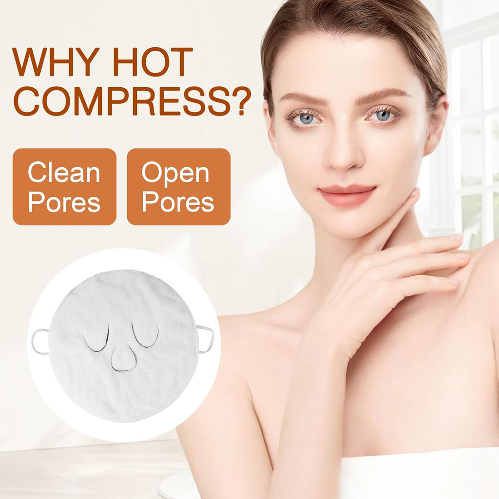 Reusable Hot & Cold Facial Mask Towel, Three Hole Design, White