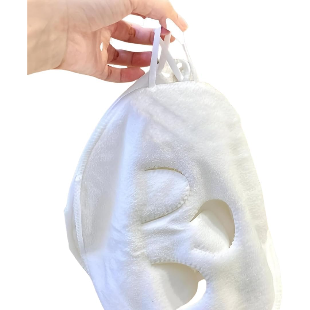 Reusable Hot & Cold Facial Mask Towel, Three Hole Design, White