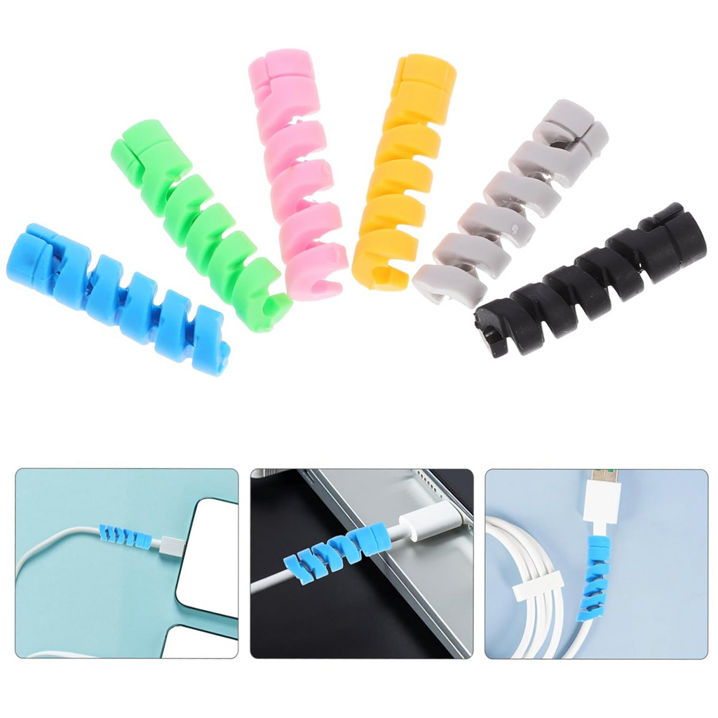 Cable Protectors, Flexible Spiral Cord Savers, Pack of 7