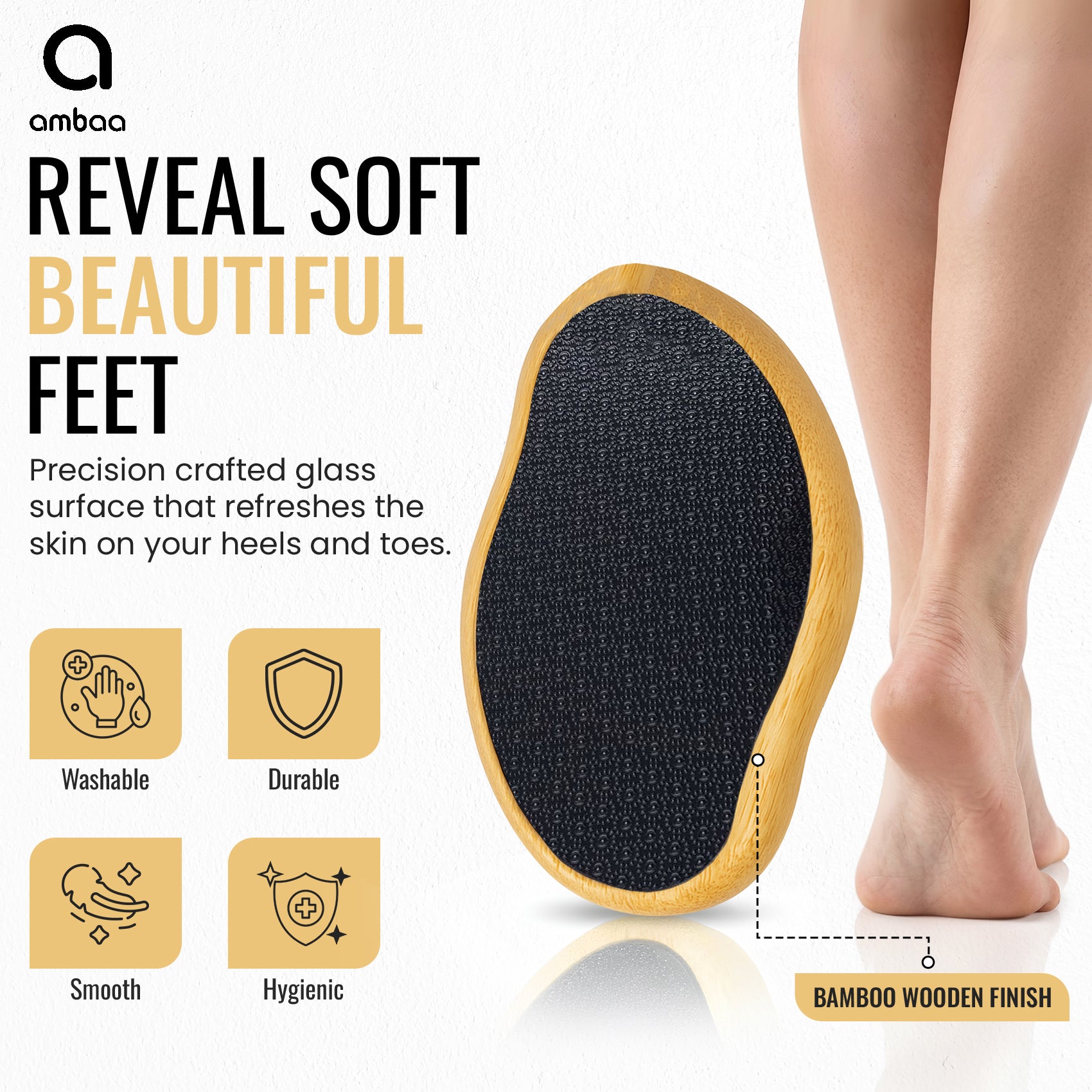 Nano Glass Foot File, Callus & Hard Skin Remover, Bamboo Black