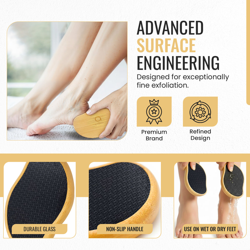 Nano Glass Foot File, Callus & Hard Skin Remover, Bamboo Black