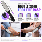 Double Sided Foot File Rasp, Coarse & Fine Callus Removal, Black