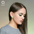 Green Floral Stud Earrings, Gold Tone with Crystal & Pearl Detail, 1 Pair