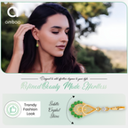 Green Teardrop Stone Earrings, Gold Tone Filigree Drop, 1 Pair