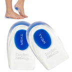 Silicone Gel Heel Cups, Reusable Cushion Inserts, Blue, 1 Pair
