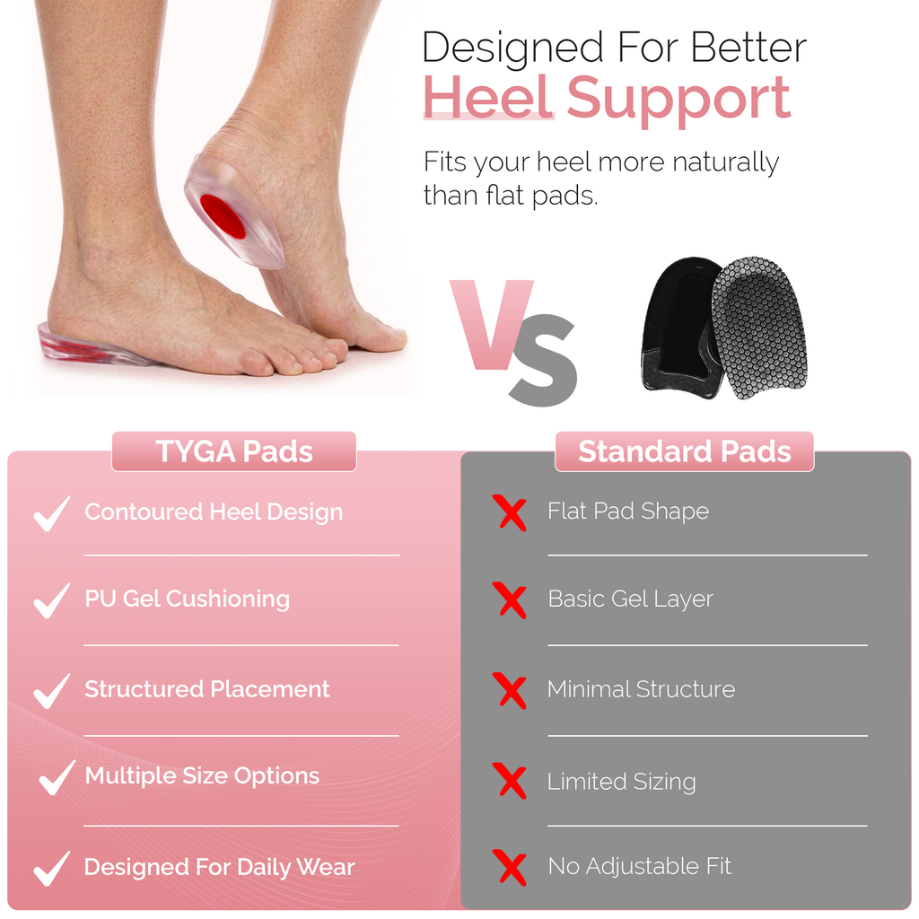 Silicone Gel Heel Cups, Reusable Cushion Inserts, Red, 1 Pair