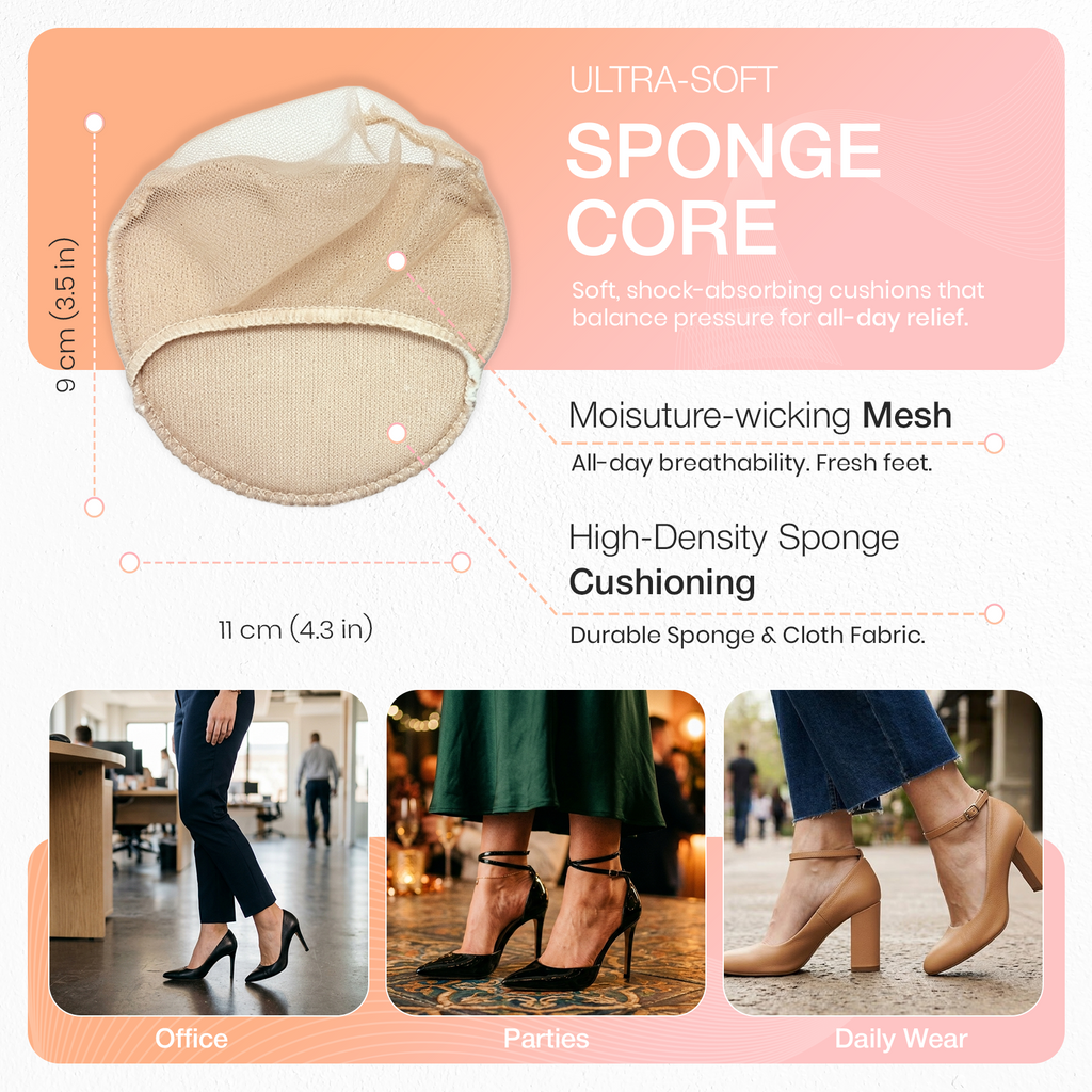 Soft Fabric Forefoot Cushion Socks, Reusable Ball of Foot Pads, 1 Pair