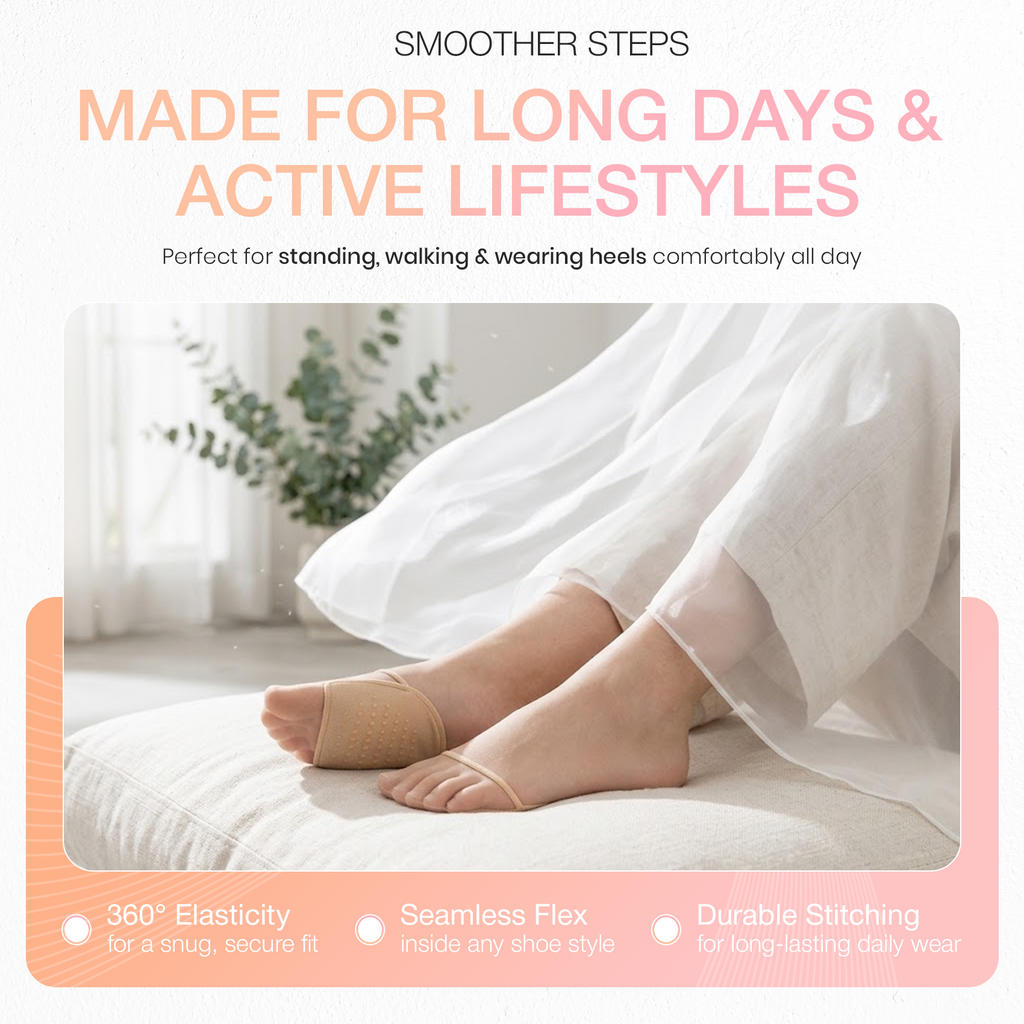 Soft Fabric Forefoot Cushion Socks, Reusable Ball of Foot Pads, 1 Pair