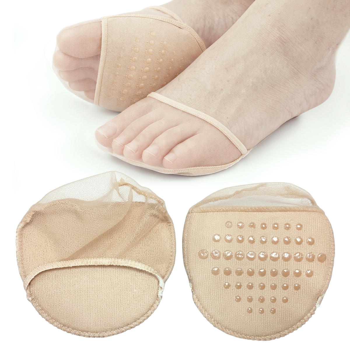 Soft Fabric Forefoot Cushion Socks, Reusable Ball of Foot Pads, 1 Pair