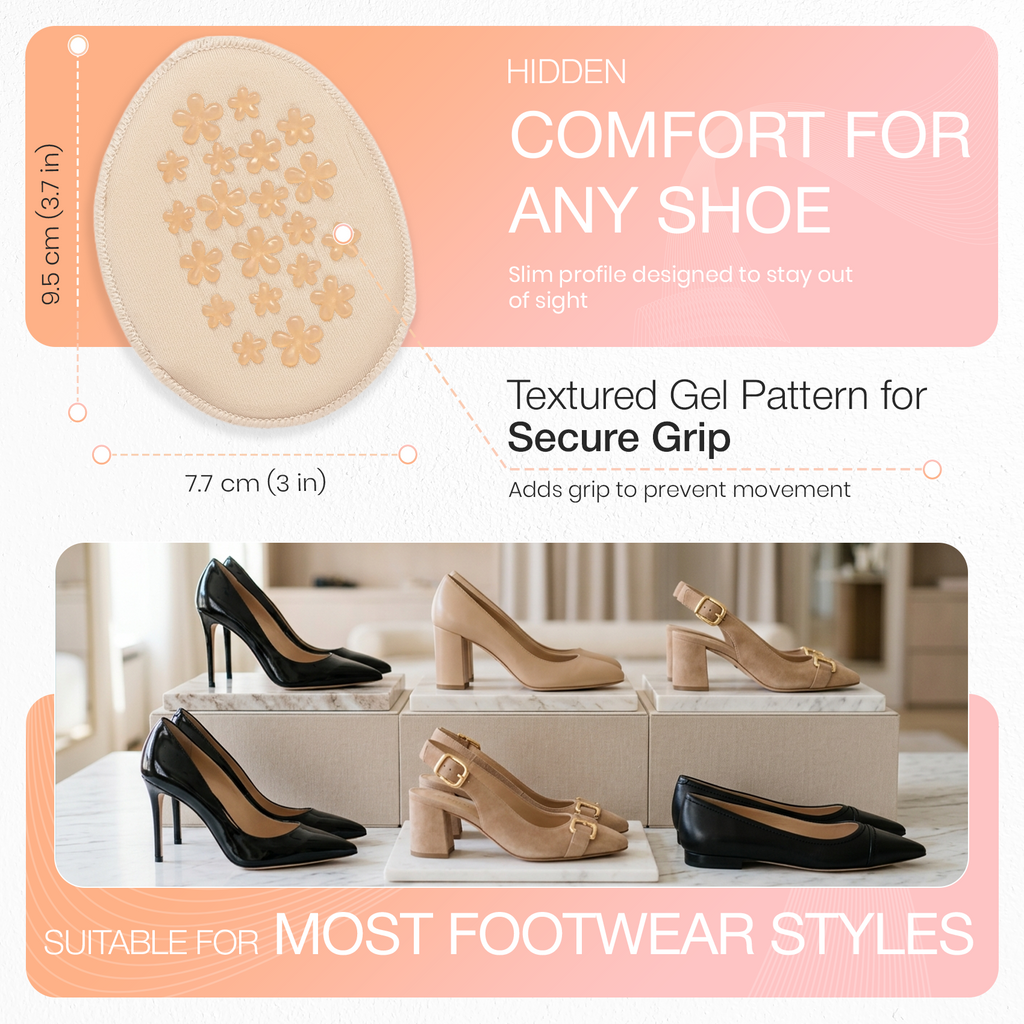 Forefoot Cushion Pads, Soft Sponge Shoe Inserts, 1 Pair