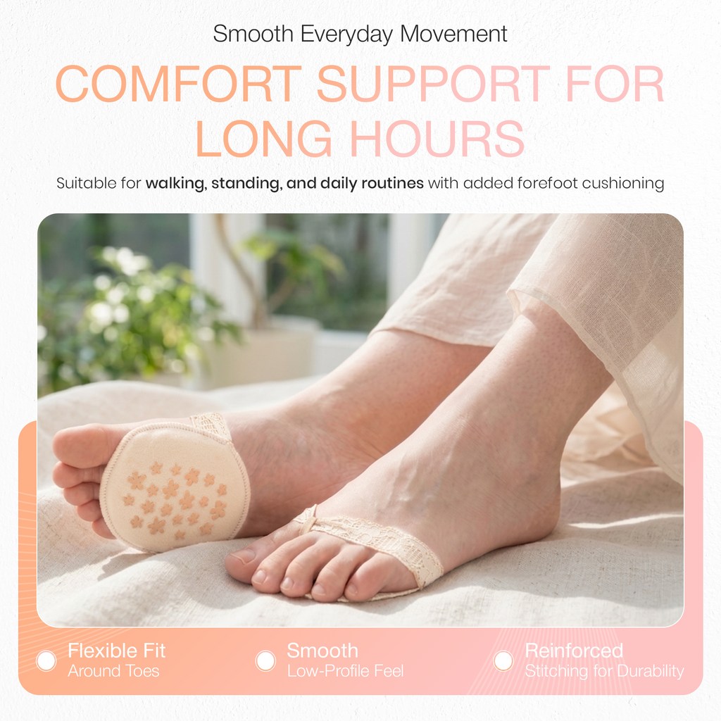 Forefoot Cushion Pads, Soft Sponge Shoe Inserts, 1 Pair