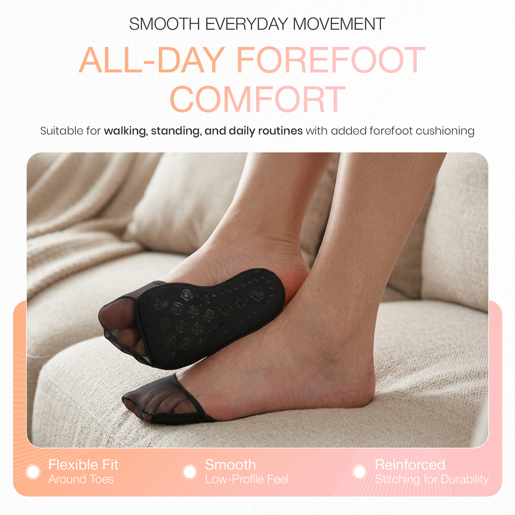 Forefoot Cushion Pads, Soft Sponge Metatarsal Inserts, 1 Pair