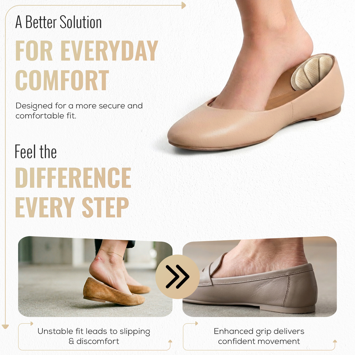 Shell Heel Cushion Pads, Self Adhesive Foam Heel Inserts, 1 Pair