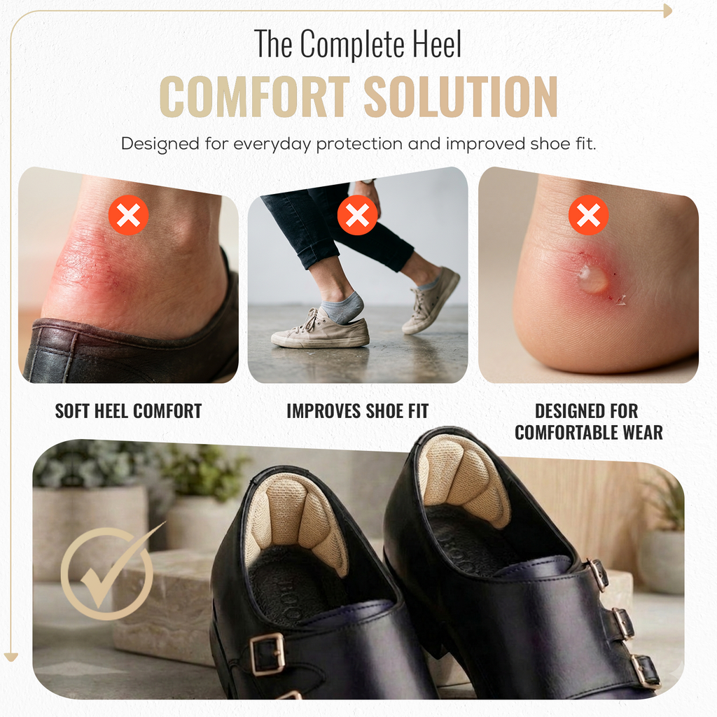 Shell Heel Cushion Pads, Self Adhesive Foam Heel Inserts, 1 Pair