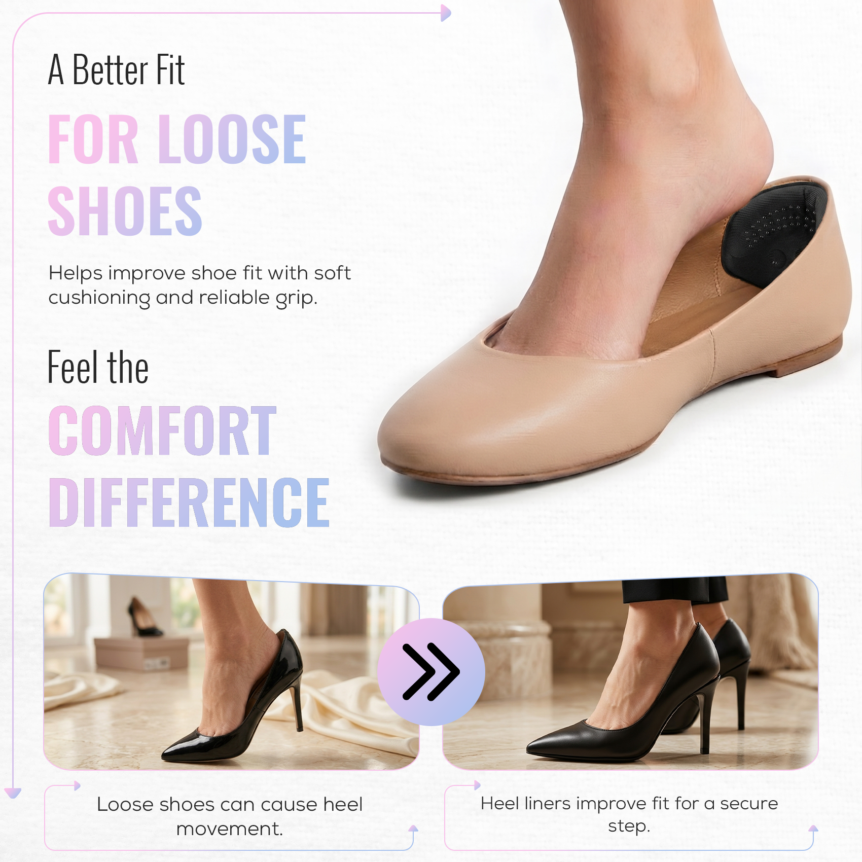 Self Adhesive Thick Heel Cushion Pads, Heel Inserts, 1 Pair