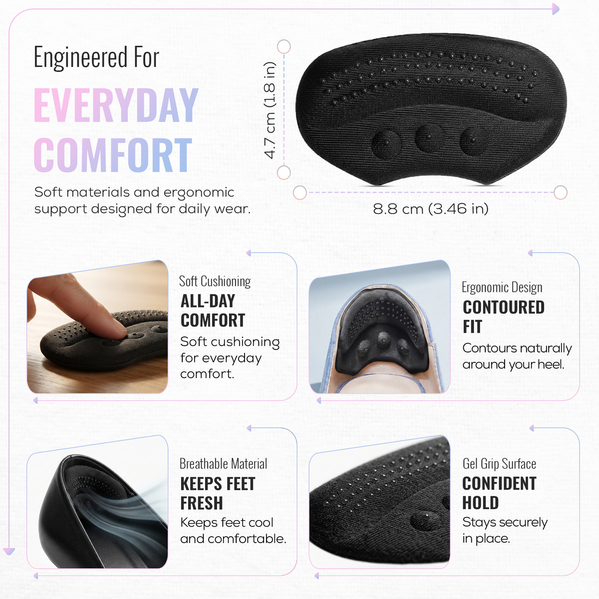 Self Adhesive Thick Heel Cushion Pads, Heel Inserts, 1 Pair