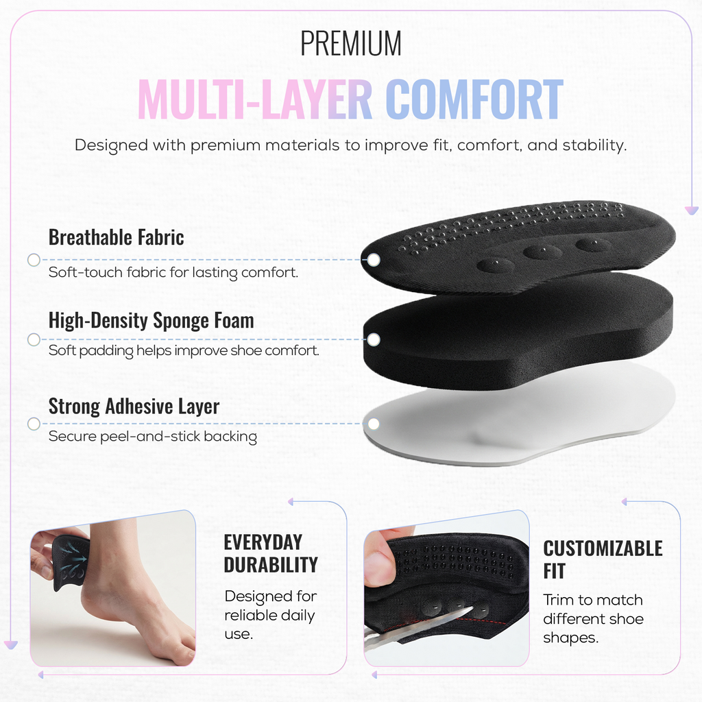 Self Adhesive Thick Heel Cushion Pads, Heel Inserts, 1 Pair