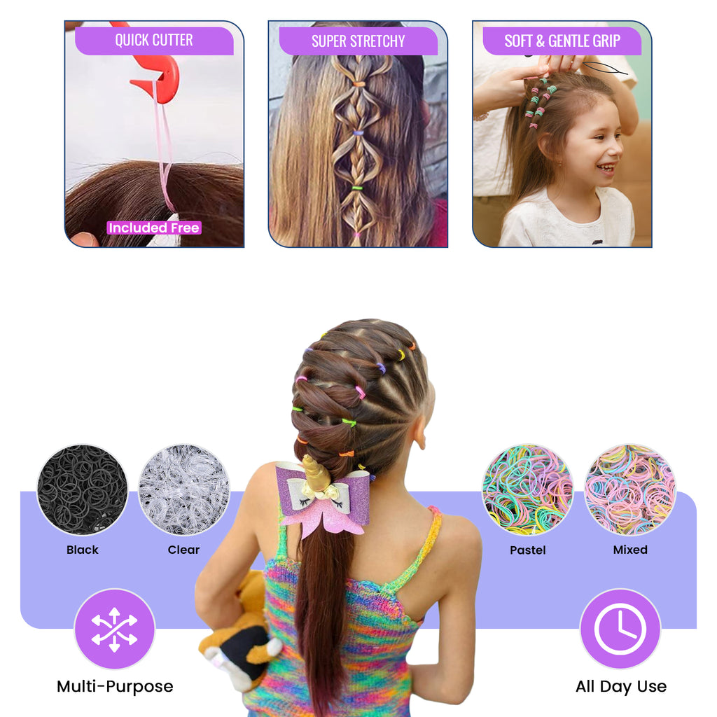 Mini Rubber Bands with Removal Hook, Strong Elastic, Pack of 500