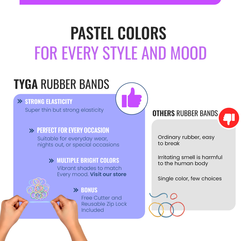 Mini Rubber Bands with Removal Hook, Strong Elastic, Pack of 500