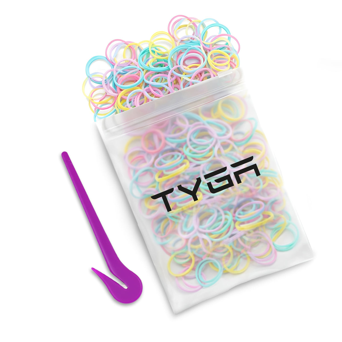 Mini Rubber Bands with Removal Hook, Strong Elastic, Pack of 500
