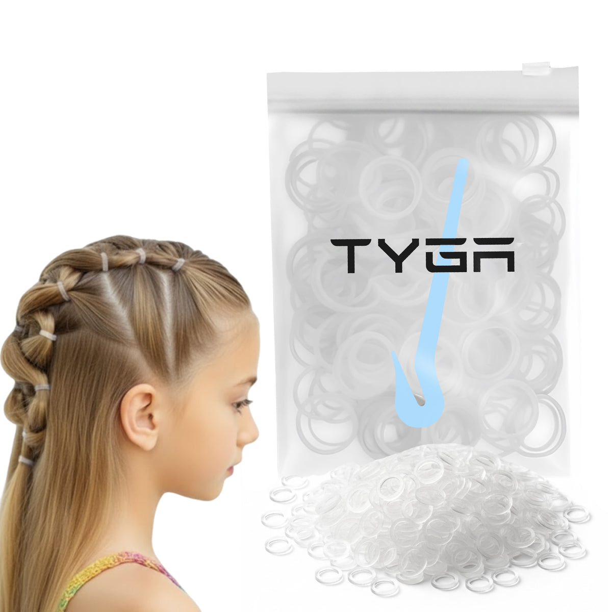 Mini Rubber Bands with Removal Hook, Strong Elastic, Pack of 500