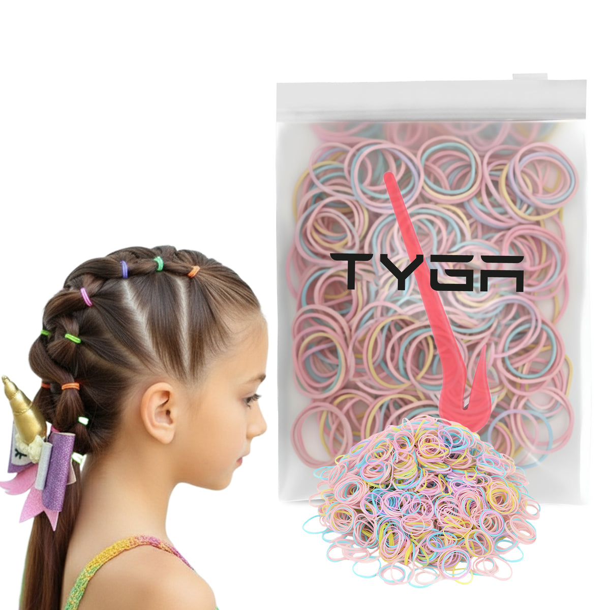 Mini Rubber Bands with Removal Hook, Strong Elastic, Pack of 500