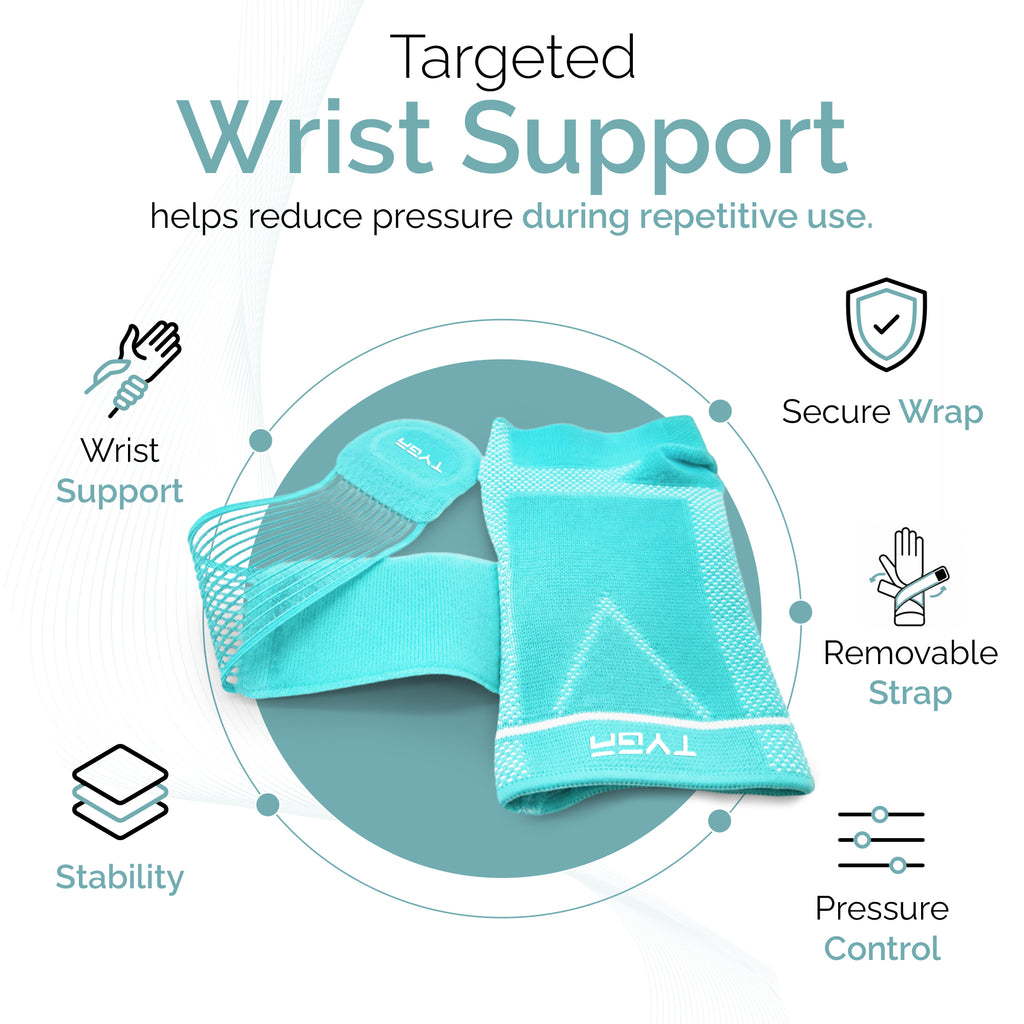 Adjustable Wrist Support Sleeves, Compression Strap, Blue, 1 Pair