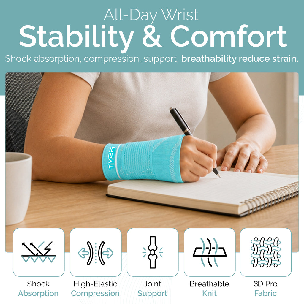 Adjustable Wrist Support Sleeves, Compression Strap, Blue, 1 Pair