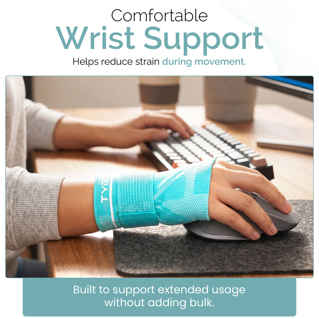 Adjustable Wrist Support Sleeves, Compression Strap, Blue, 1 Pair