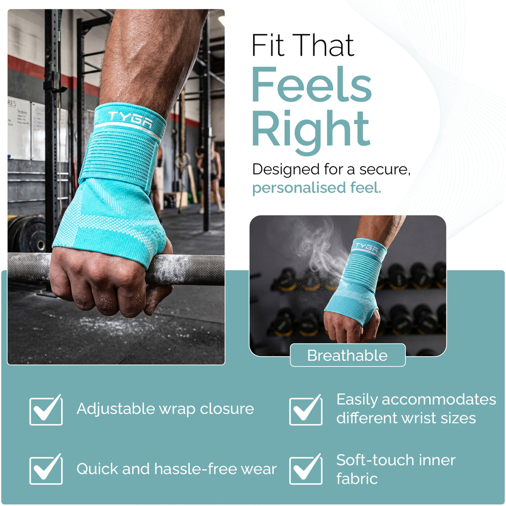 Adjustable Wrist Support Sleeves, Compression Strap, Blue, 1 Pair