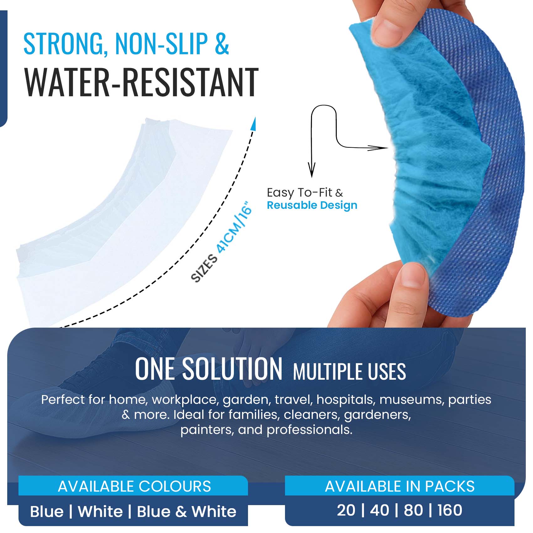 Reusable Heavy Duty Overshoes, Long Lasting Shoe Covers