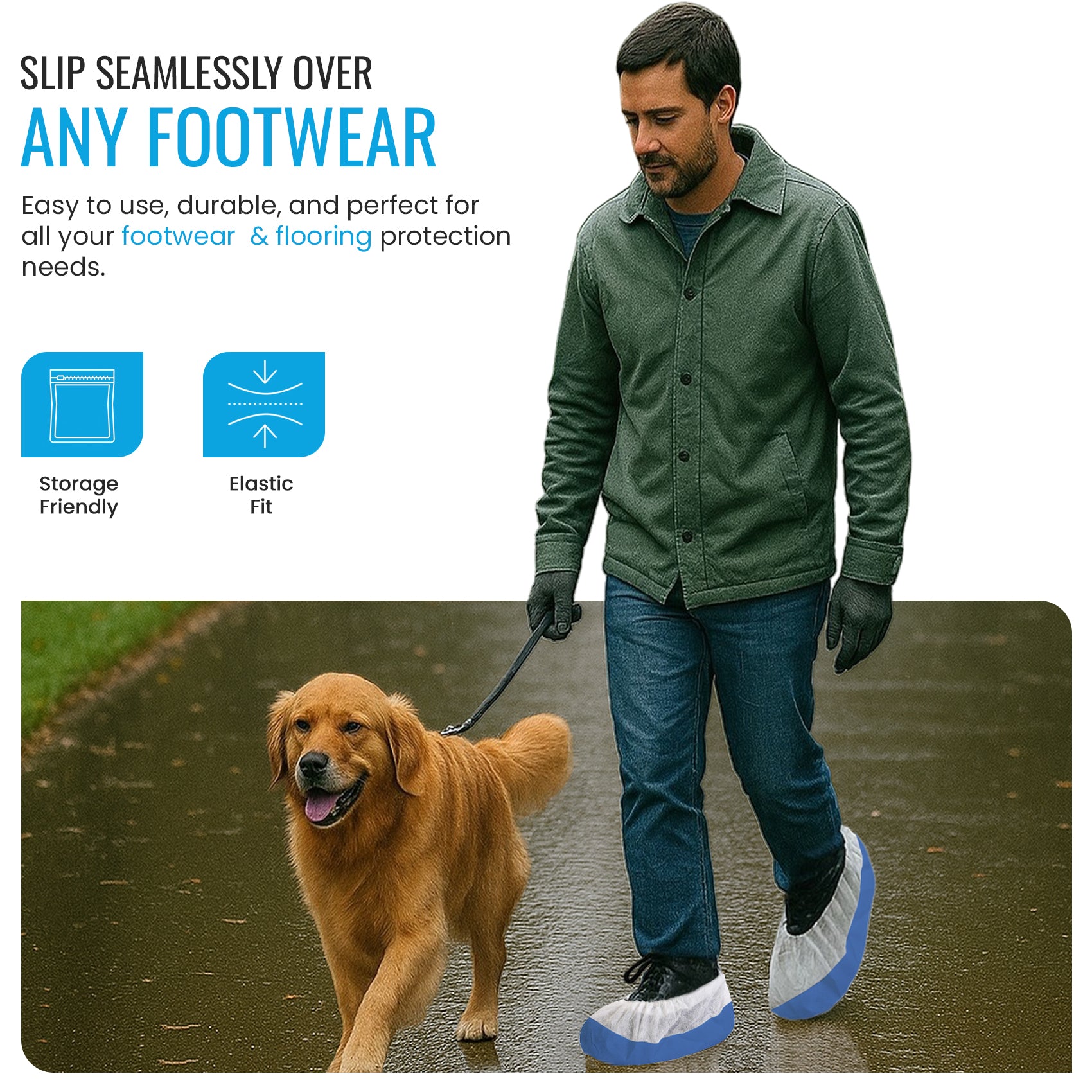 Reusable Heavy Duty Overshoes, Long Lasting Shoe Covers