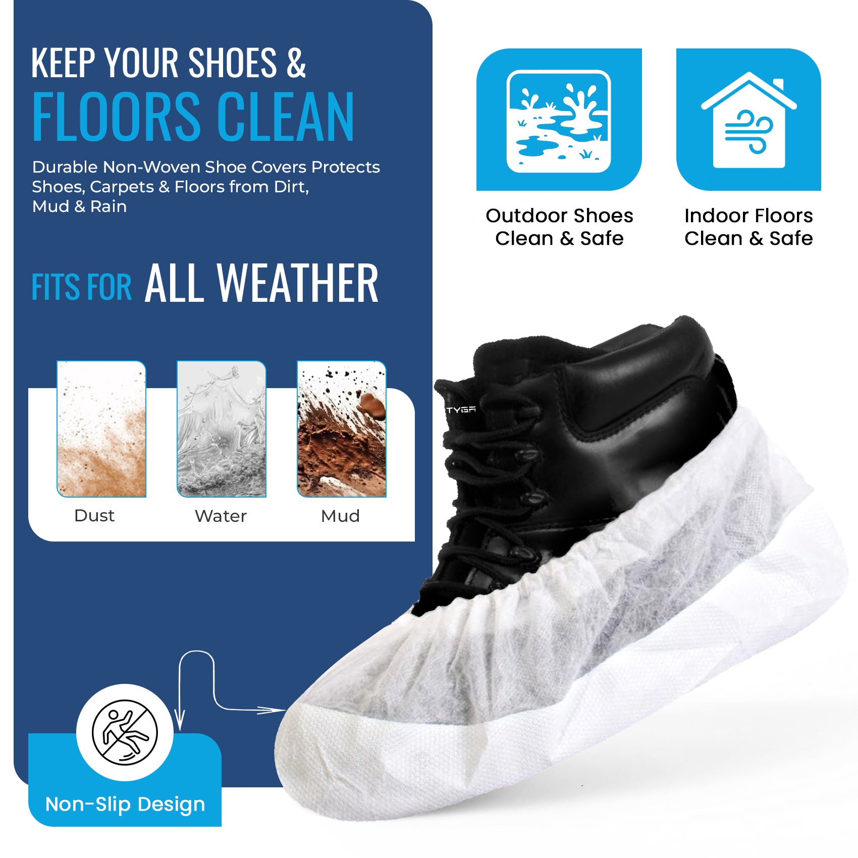 Reusable Heavy Duty Overshoes, Long Lasting Shoe Covers