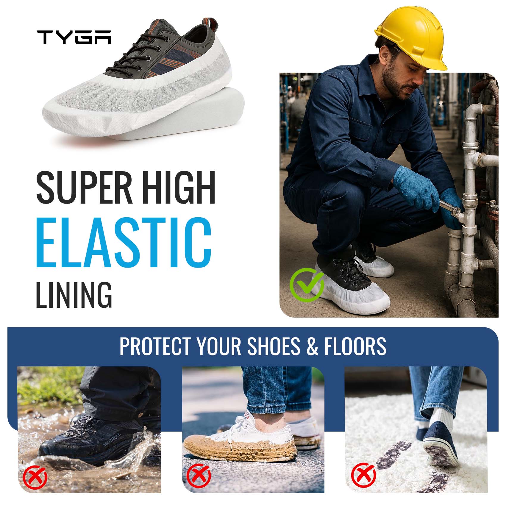 Reusable Heavy Duty Overshoes, Long Lasting Shoe Covers