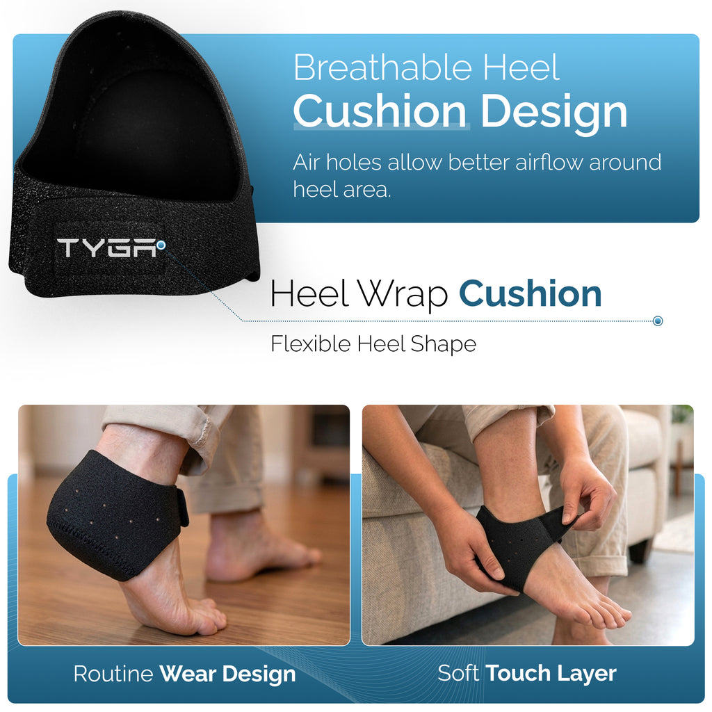 Silicone Gel Heel Protectors, Cushion Heel Cups, Black, 1 Pair