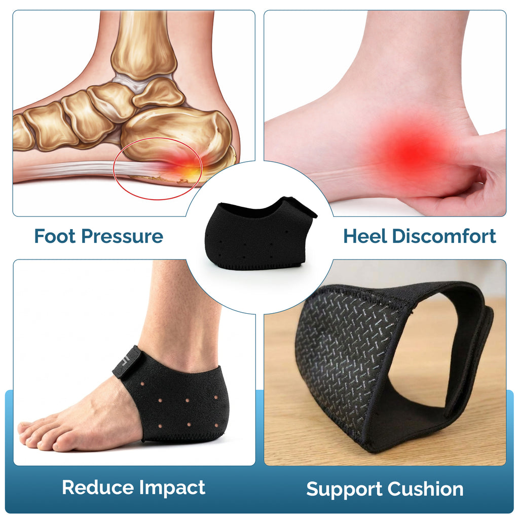 Silicone Gel Heel Protectors, Cushion Heel Cups, Black, 1 Pair
