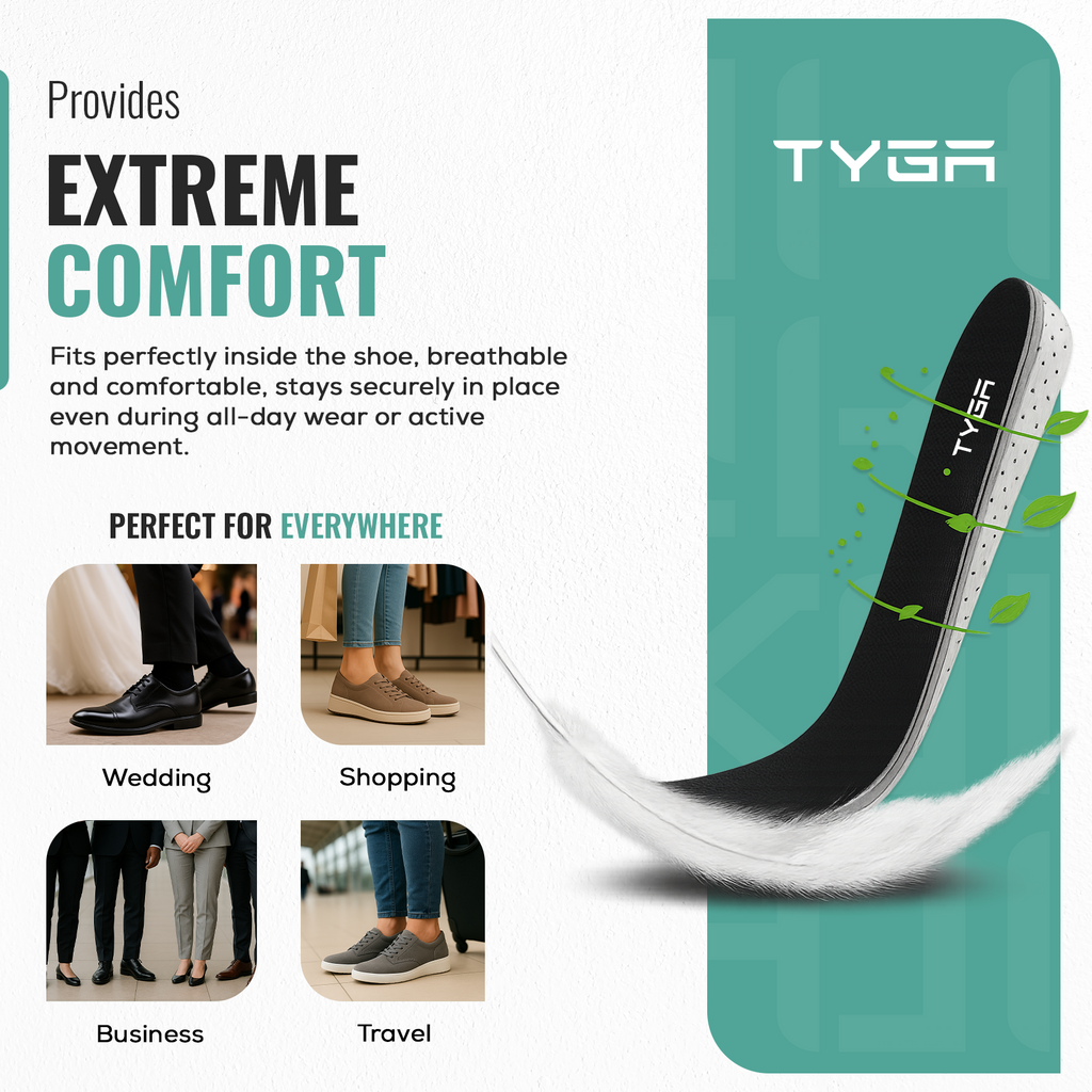 Memory Foam Height Increase Insoles with Free Shoehorn