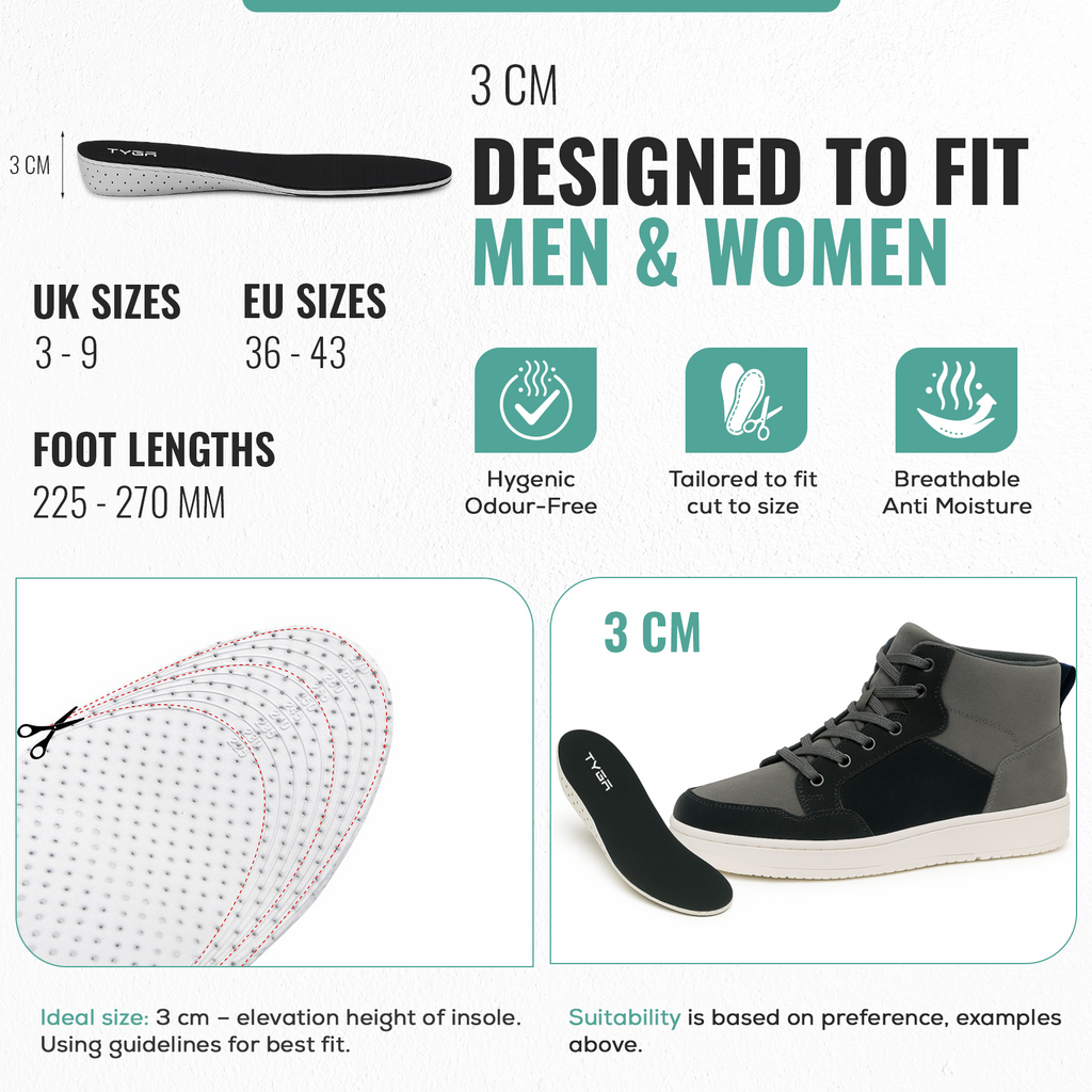 Memory Foam Height Increase Insoles with Free Shoehorn