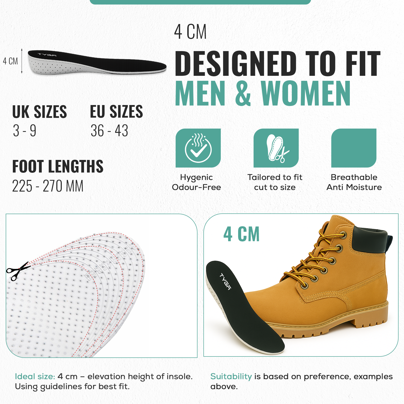 Memory Foam Height Increase Insoles with Free Shoehorn