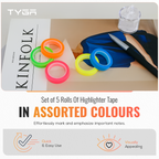 Transparent Highlighter Tape & Sticky Index Tabs, Removable Neon, Pack of 5
