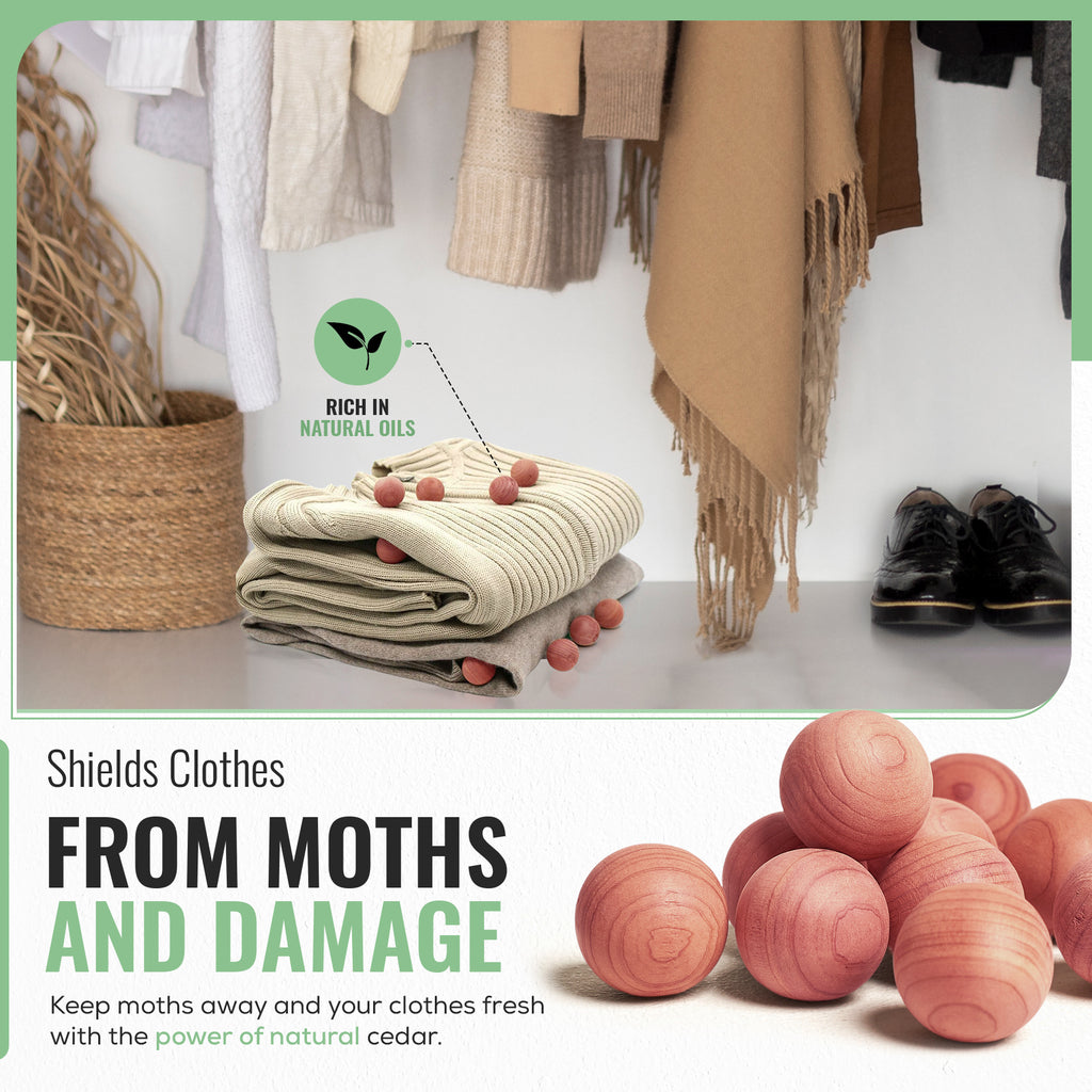 Cedar Wood Moth Balls, Natural Moth Repellent, Pack of 40