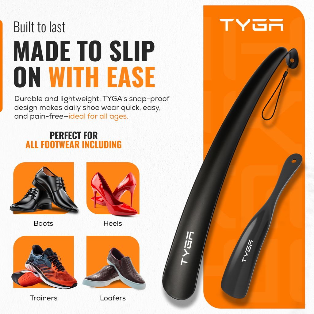 Plastic Shoe Horn Set, Snap Proof Flexible Design, 19cm & 43cm