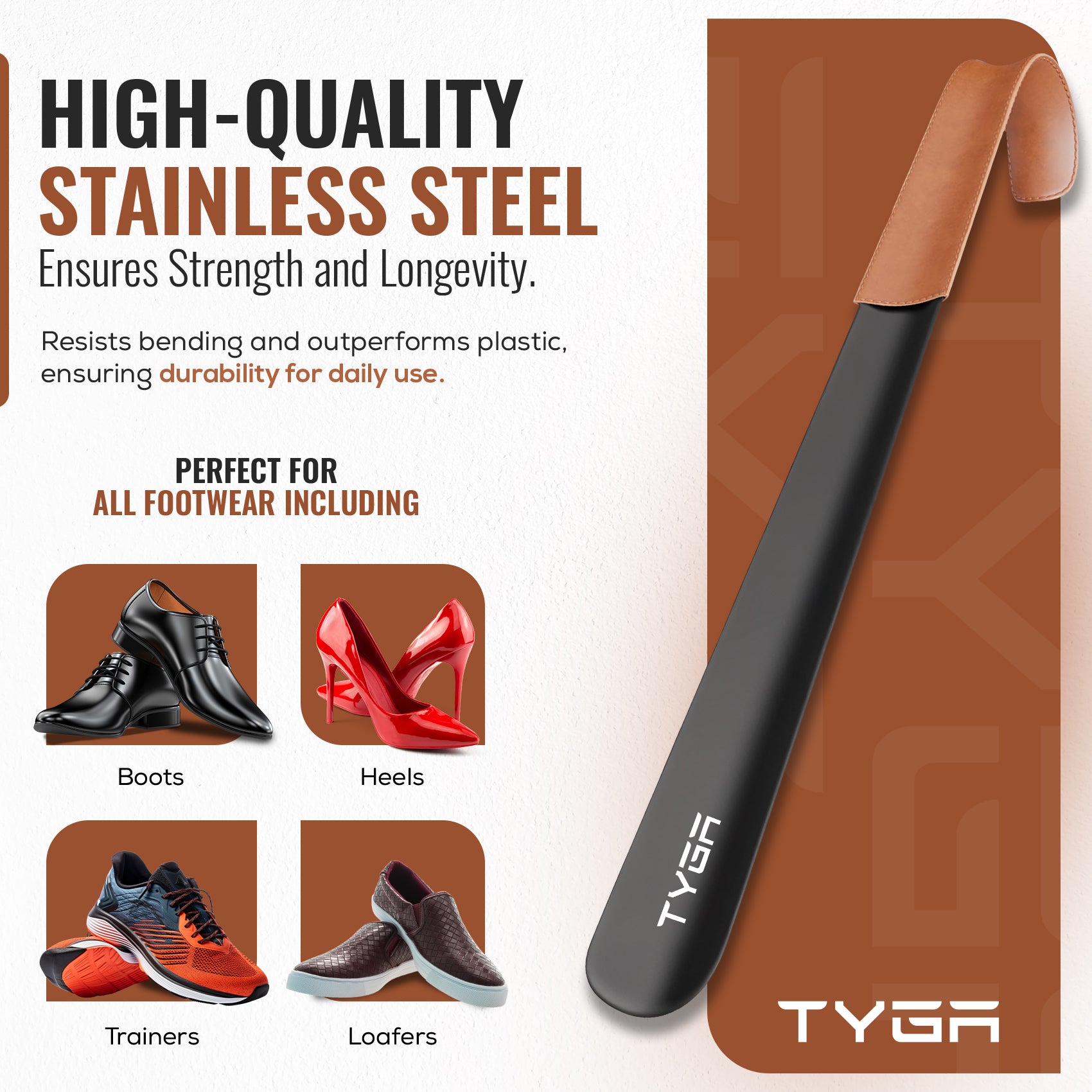 Metal Shoe Horns Bundle, Short & Long, 19cm & 42cm