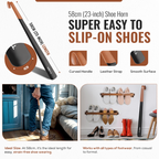 Extra Long Metal Shoe Horn with Leather Strap, 58cm