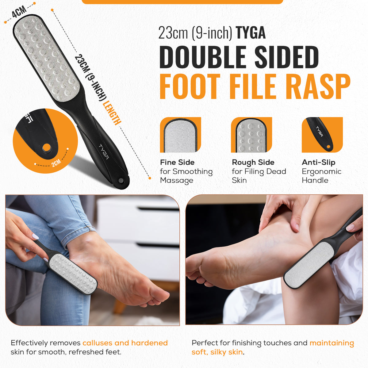Double Sided Foot File Rasp & Scrubber, Callus Removal, Set of 3