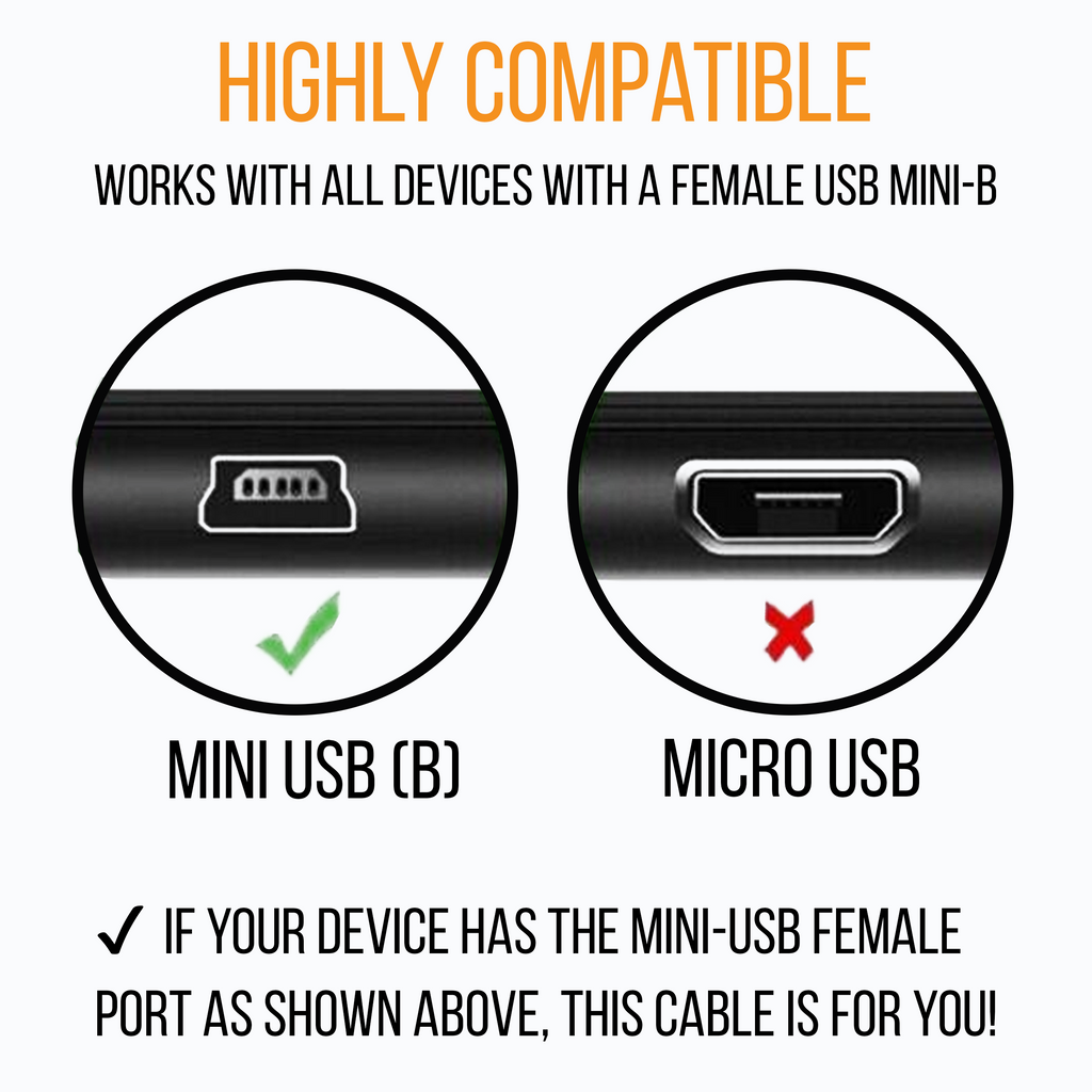 USB-A to Mini USB Cable, Sync & Charging