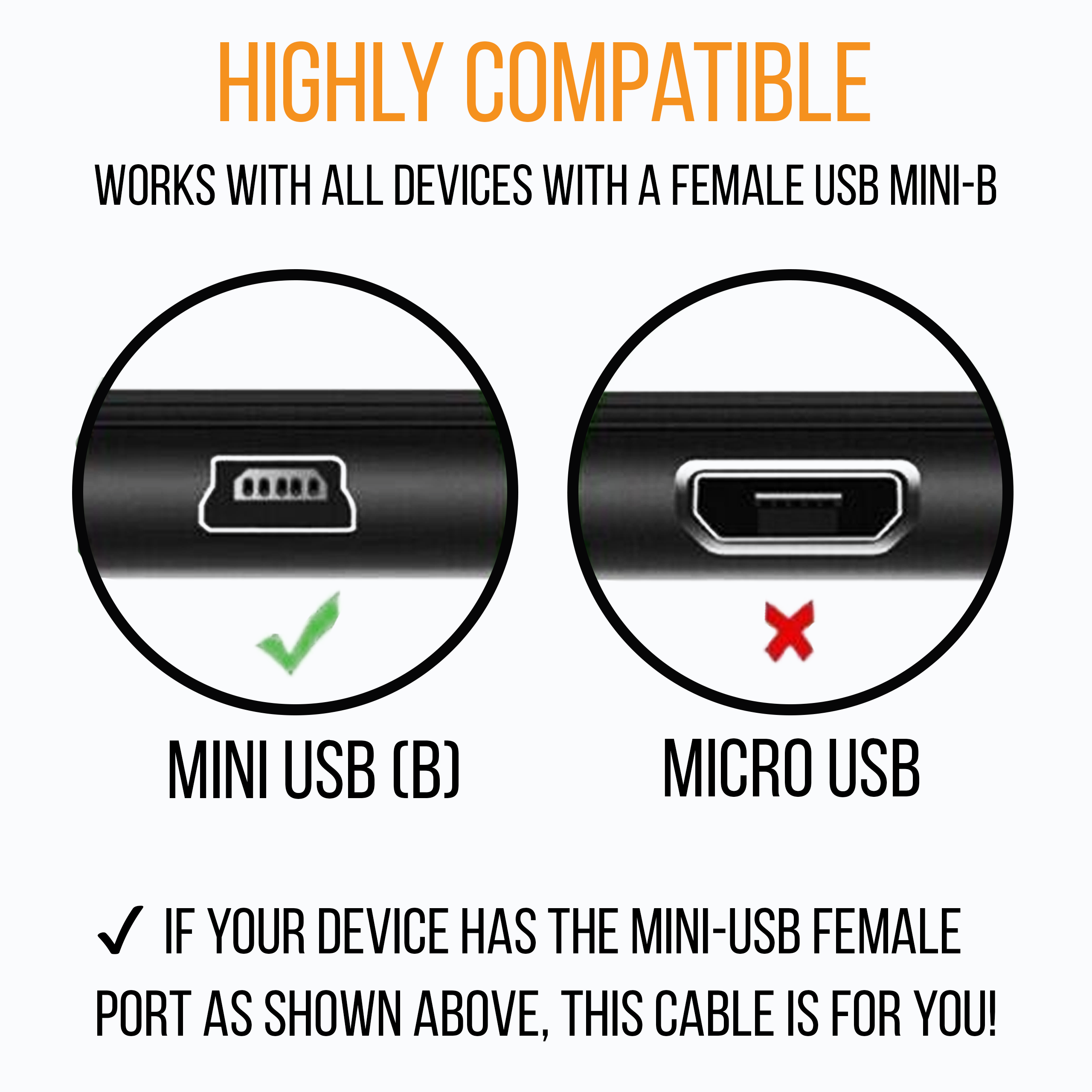 USB-A to Mini USB Cable, Sync & Charging