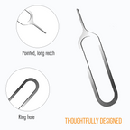 SIM Card Tray Removal Tool, Metal Pin Design, Pack of 3