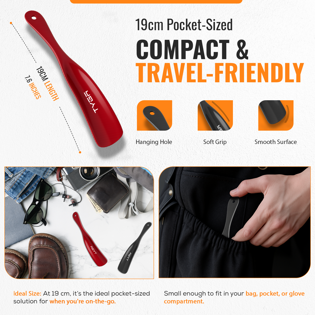 Snap Proof Plastic Shoe Horns, Flexible Design, 19cm