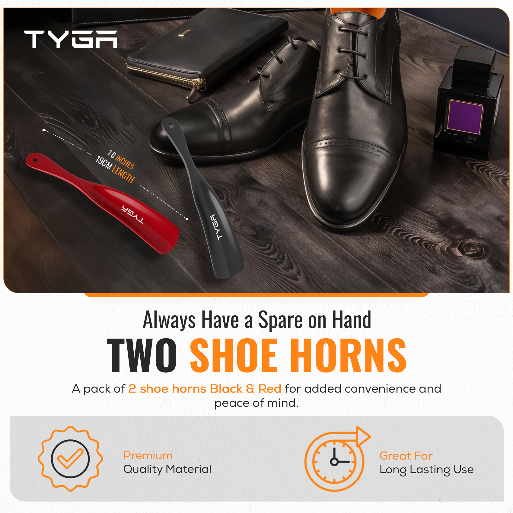 Snap Proof Plastic Shoe Horns, Flexible Design, 19cm